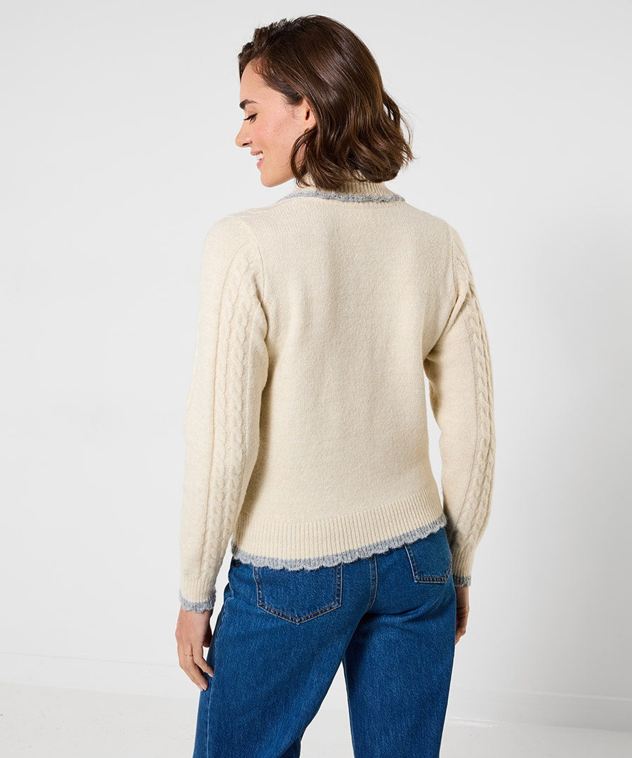 Tiah Collared Cable Knit Cardigan
