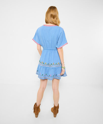 Emma Embroidered Denim Tunic Dress