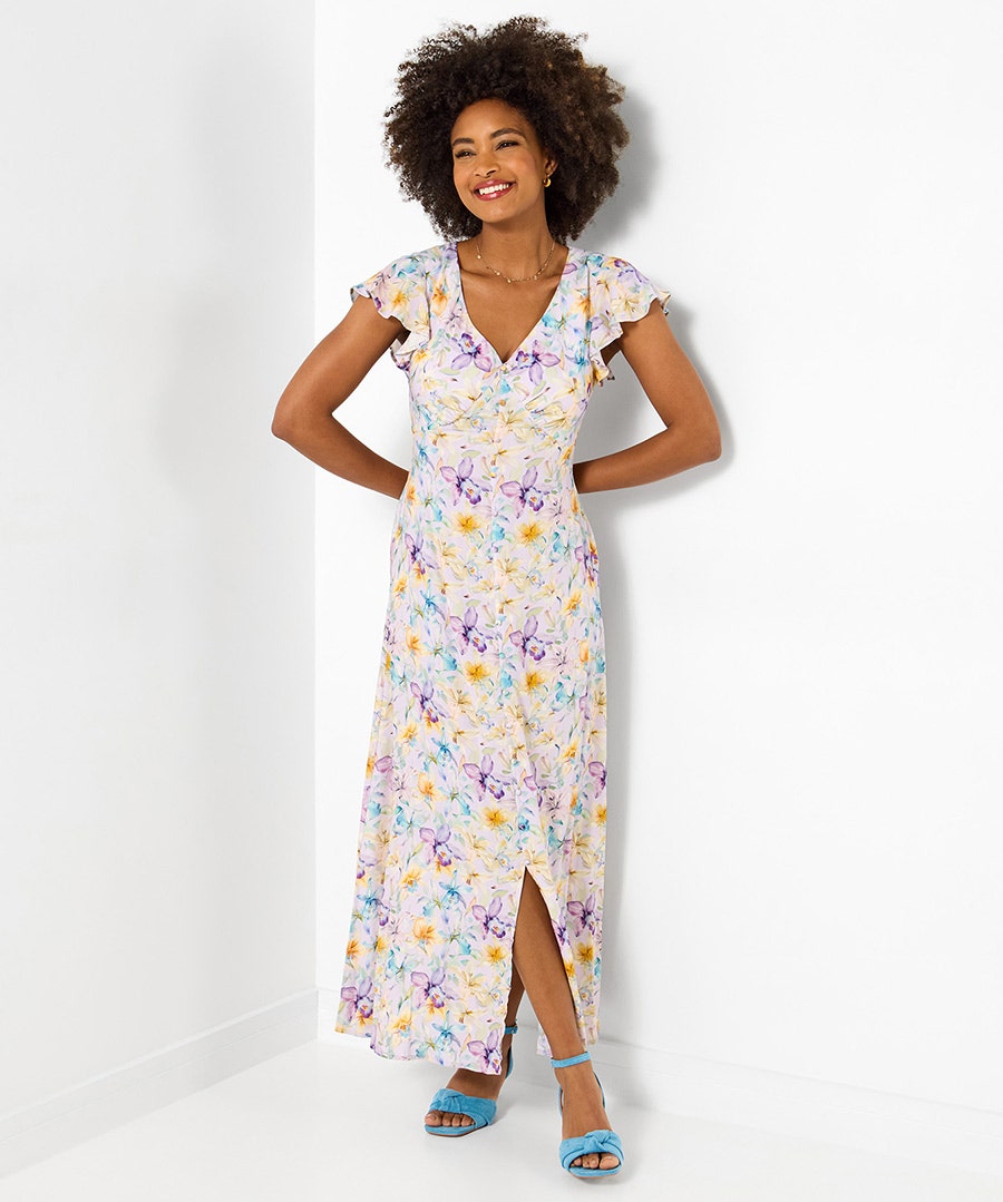 Watercolours Printed Floral Maxi Dress (petite)