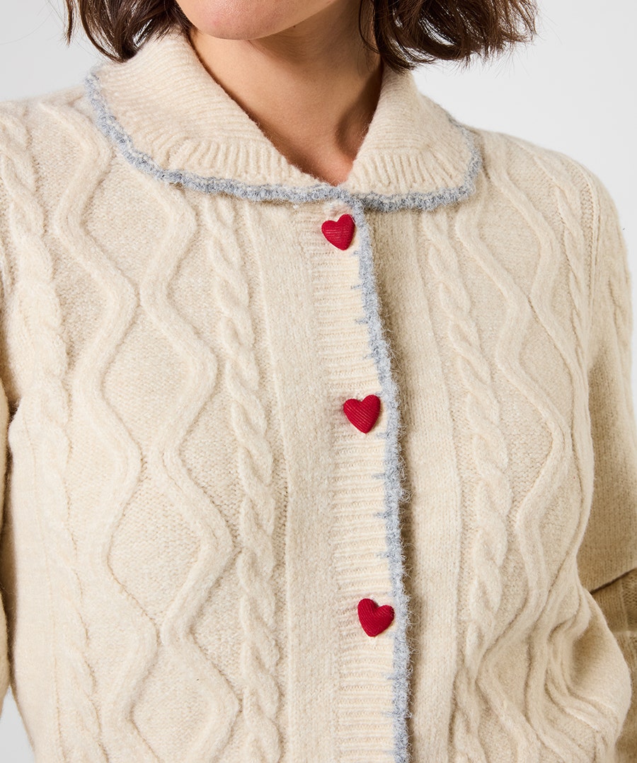 Tiah Collared Cable Knit Cardigan