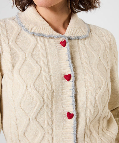 Tiah Collared Cable Knit Cardigan