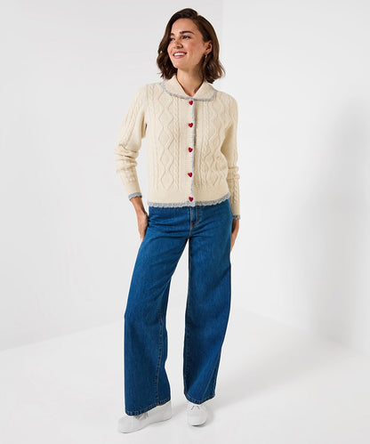 Tiah Collared Cable Knit Cardigan