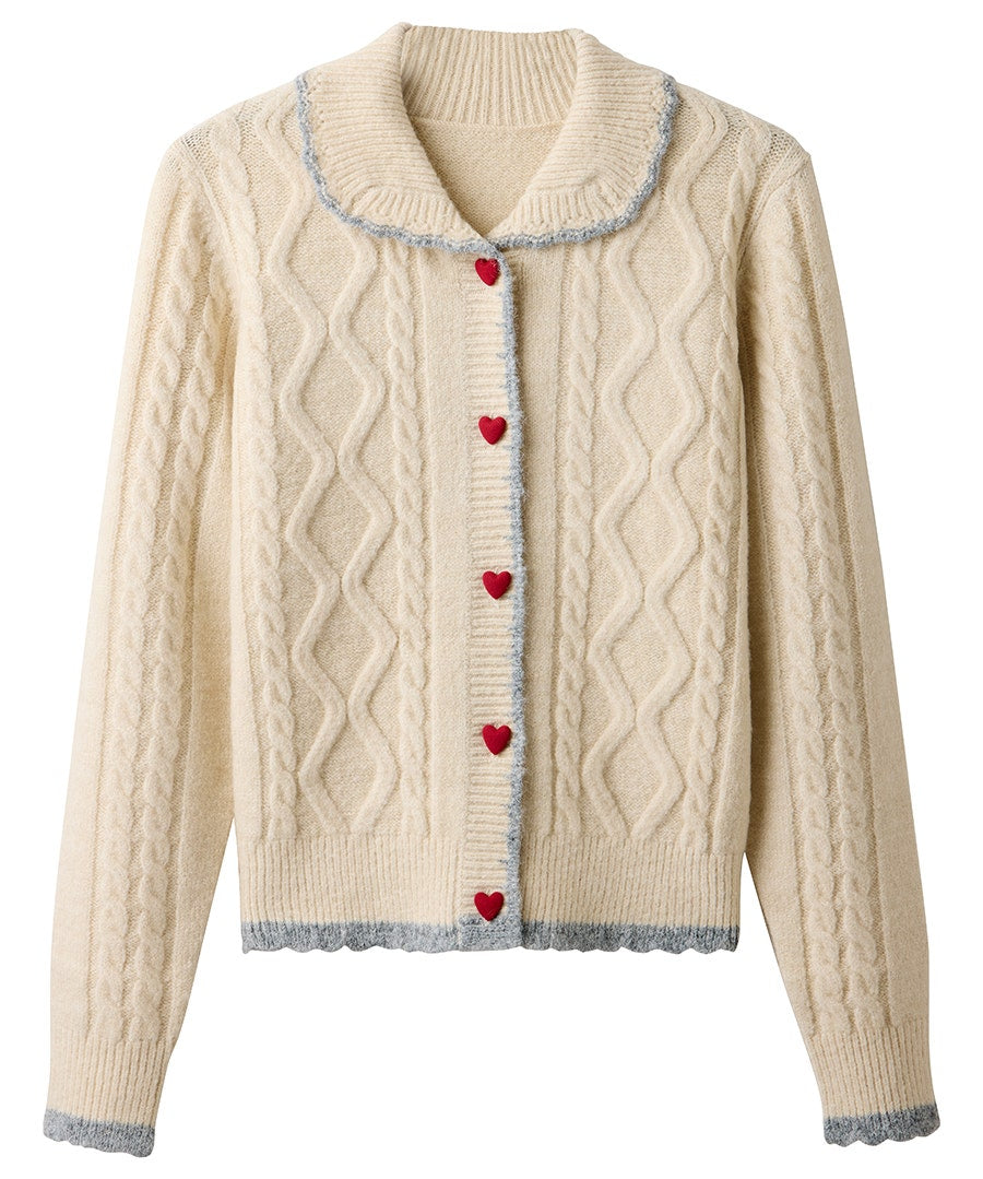 Tiah Collared Cable Knit Cardigan