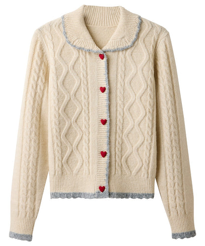 Tiah Collared Cable Knit Cardigan