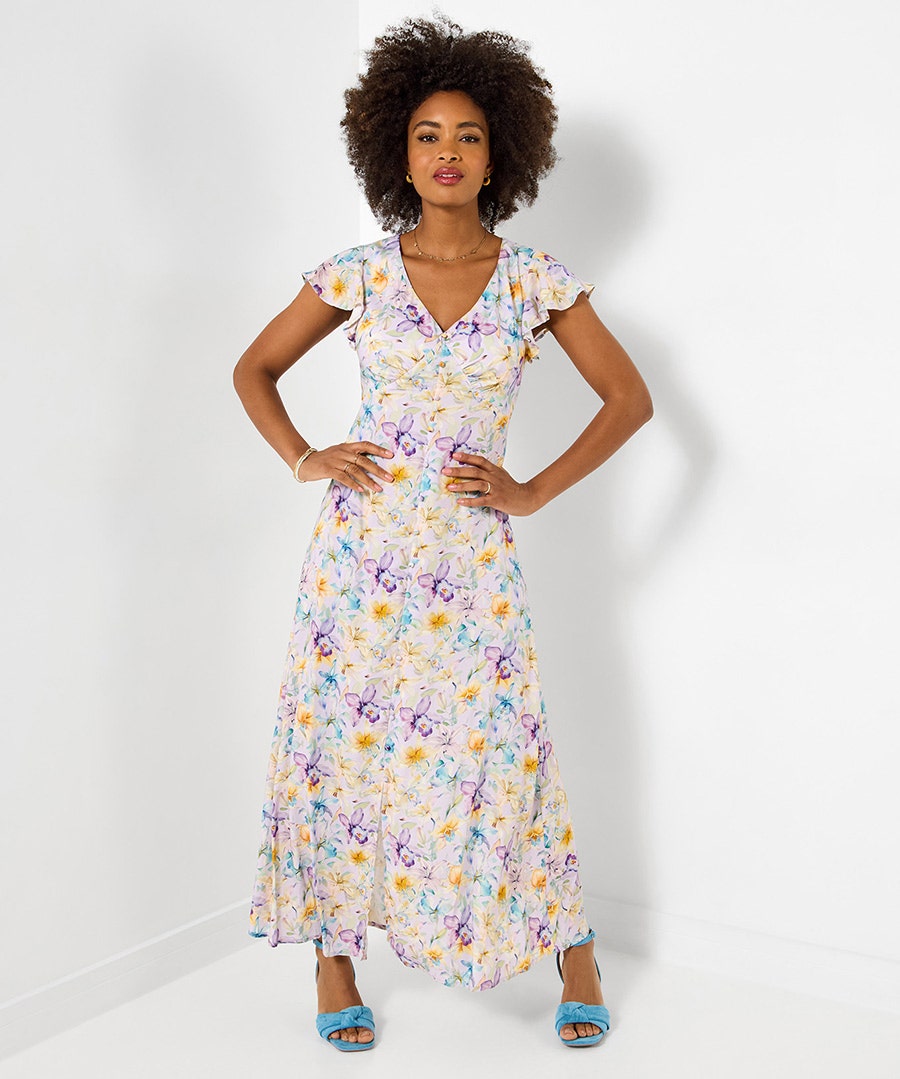 Watercolours Printed Floral Maxi Dress (petite)