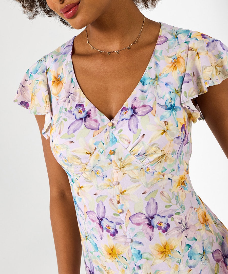 Watercolours Printed Floral Maxi Dress (petite)