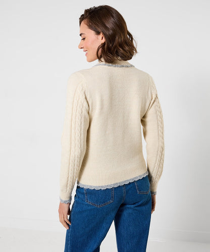 Tiah Collared Cable Knit Cardigan