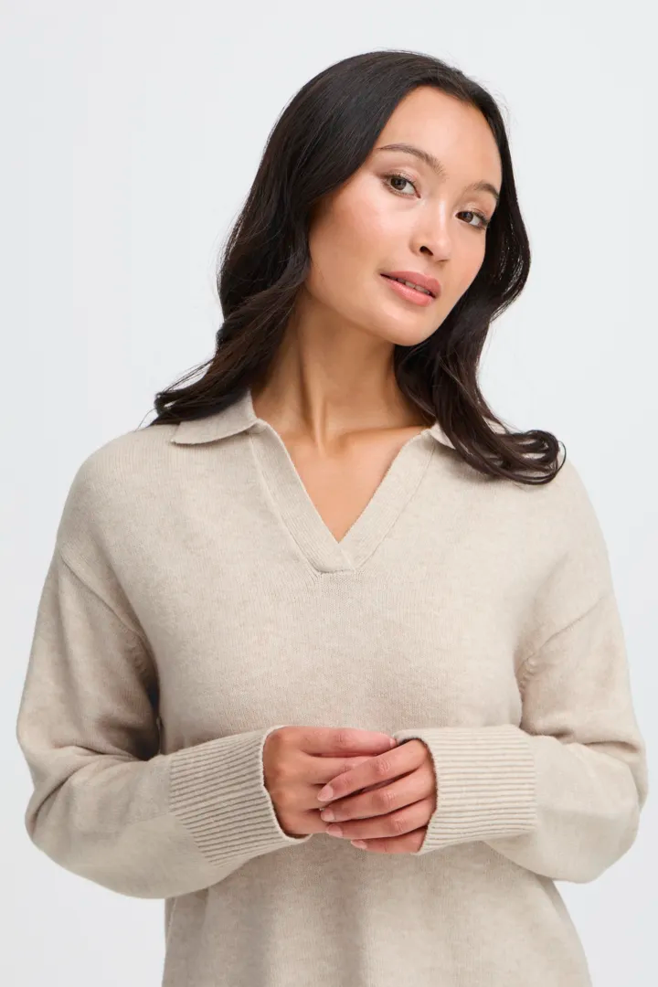 Soft knit cream collar jumper