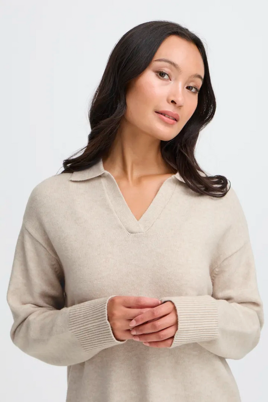 Soft knit cream collar jumper