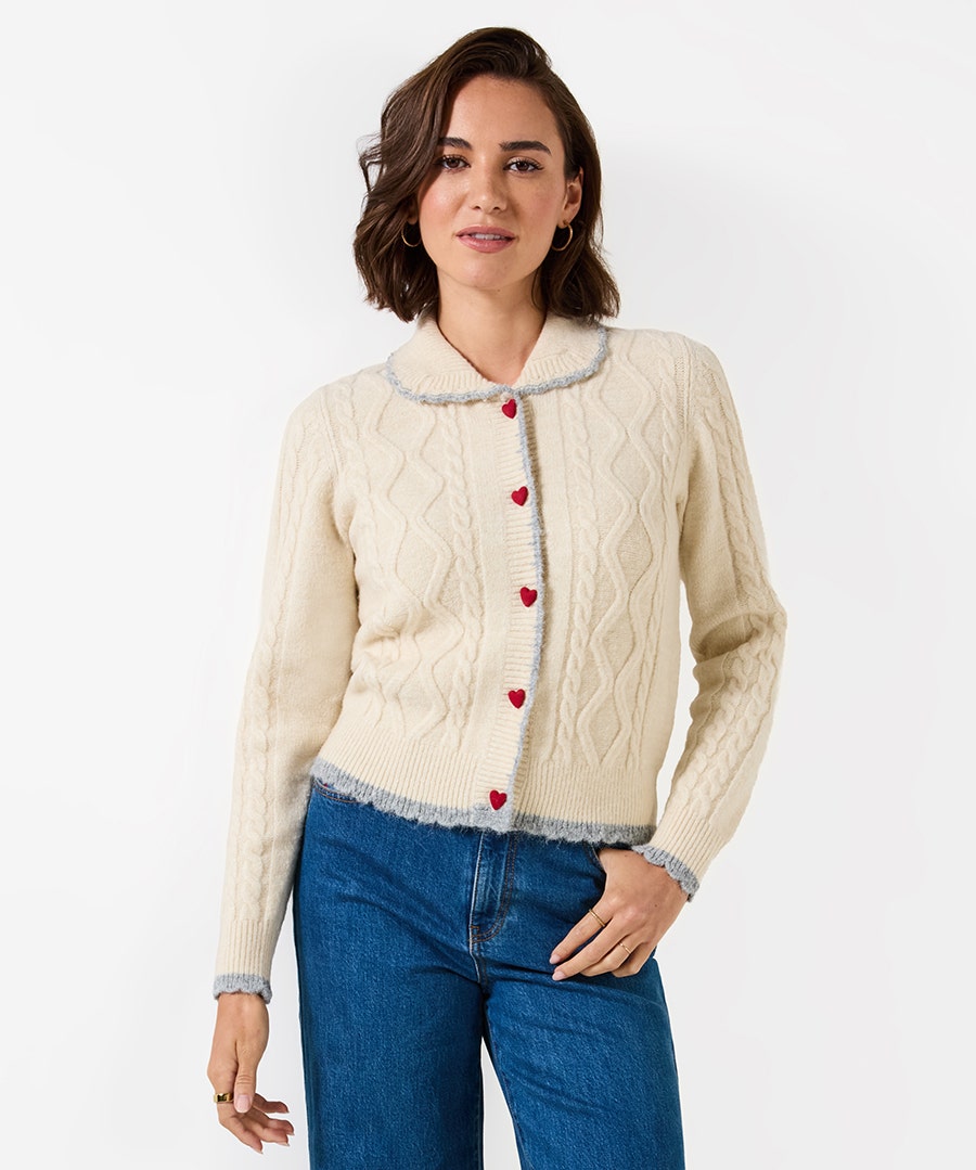 Tiah Collared Cable Knit Cardigan