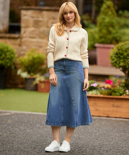 Tiah Collared Cable Knit Cardigan