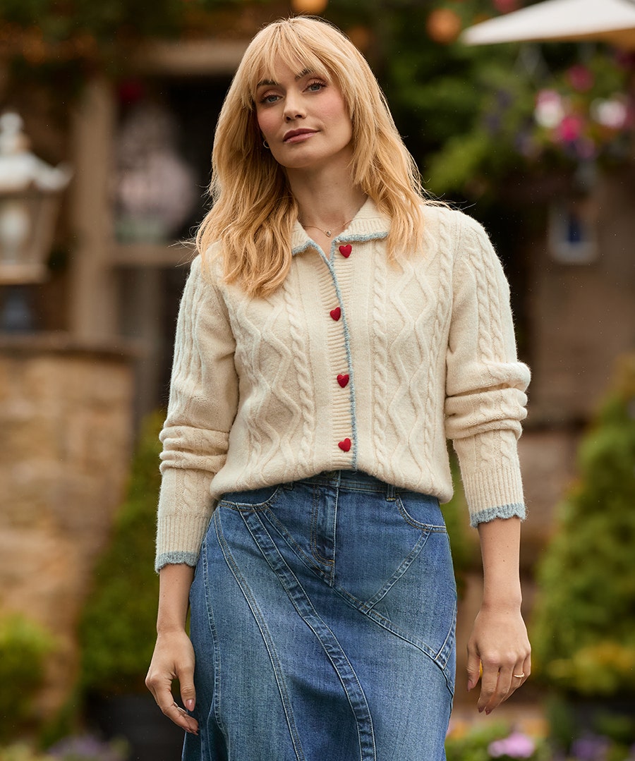 Tiah Collared Cable Knit Cardigan