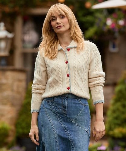 Tiah Collared Cable Knit Cardigan